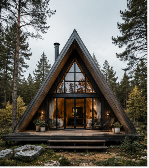 A-frame-stuga i svensk skog, Timber Ridge Solo-modellen